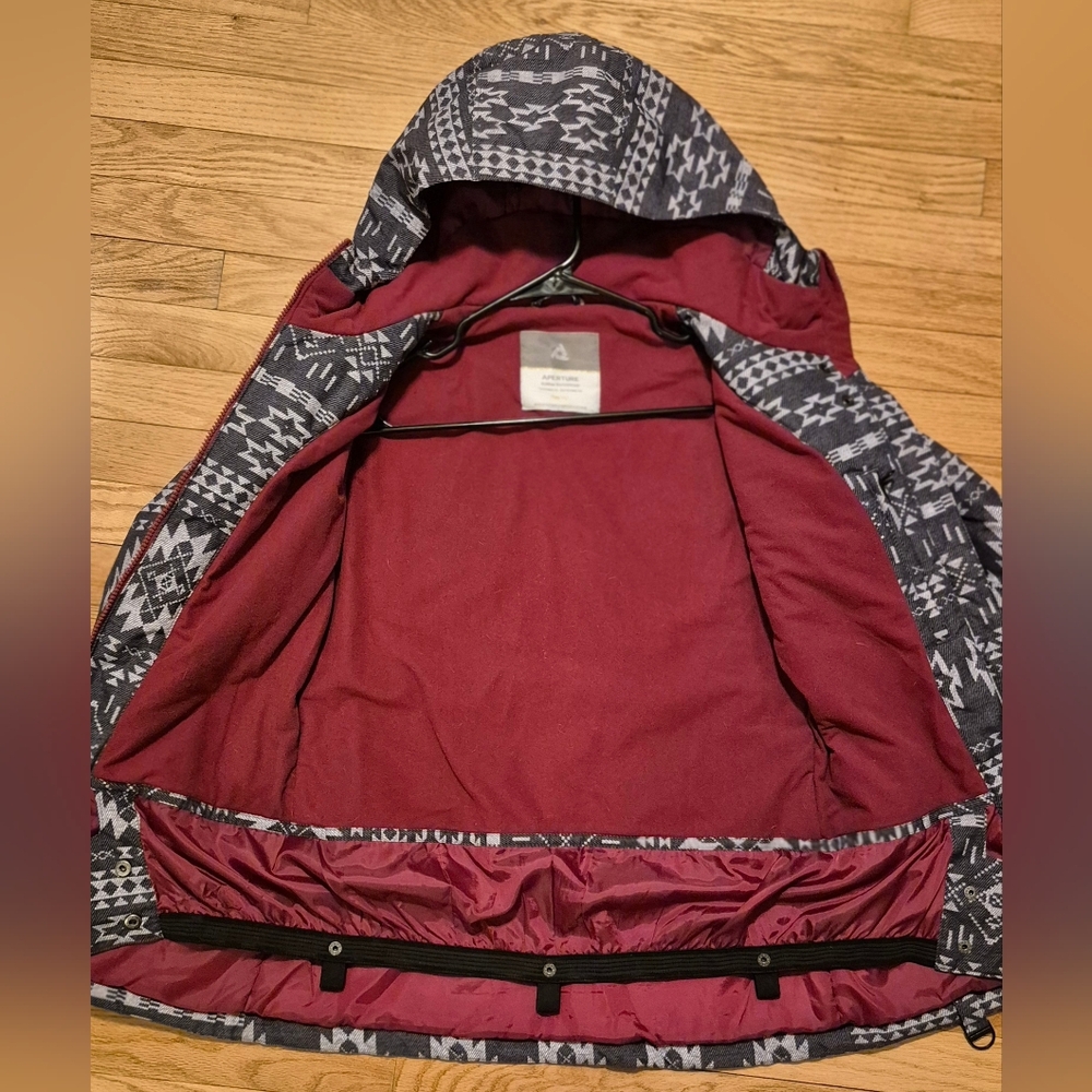 Aperture Women's Small Gray Aztec Pattern Waterproof Snowboarding Ski Jacket EUC - Picture 7 of 10